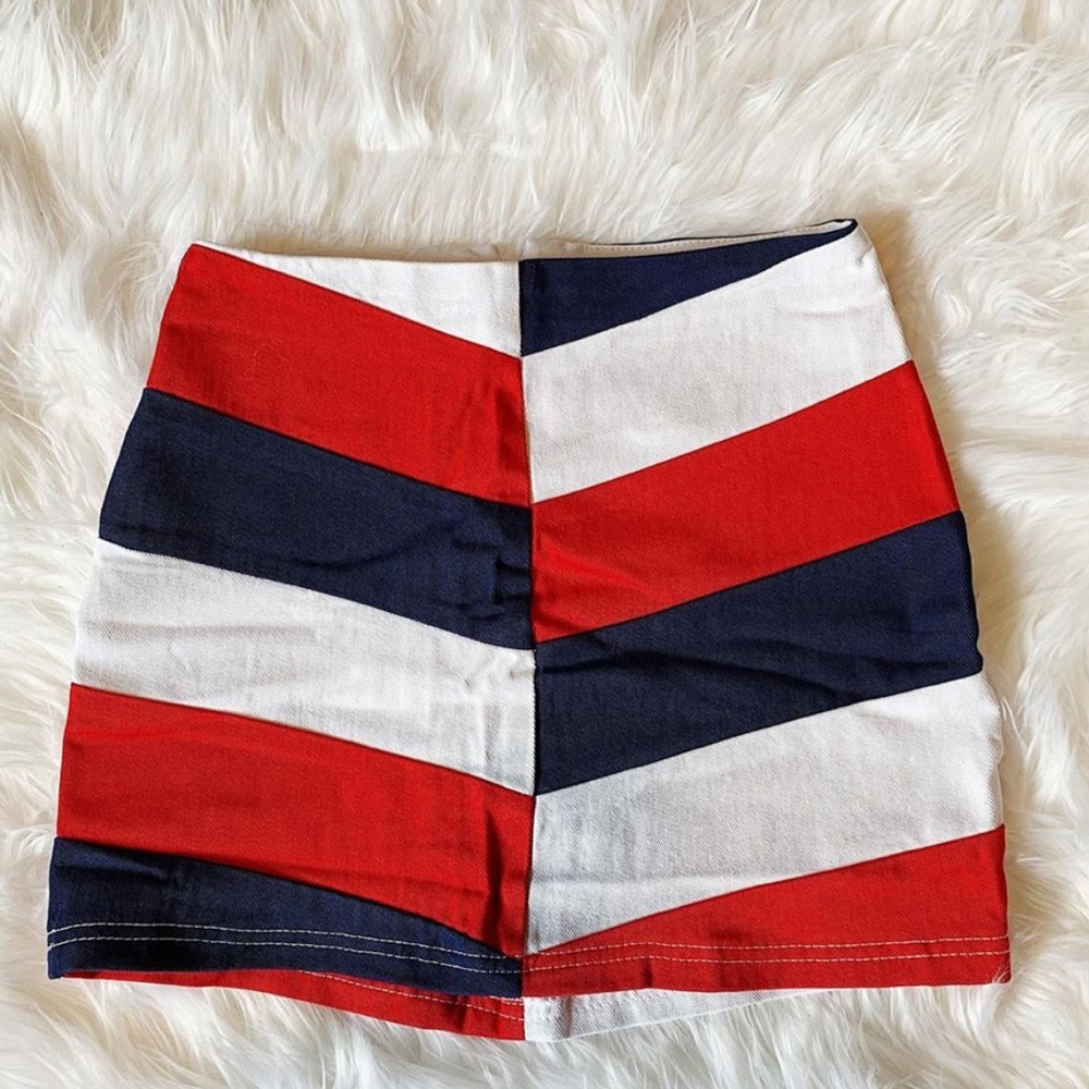 Red white and blue skirt denim skirt